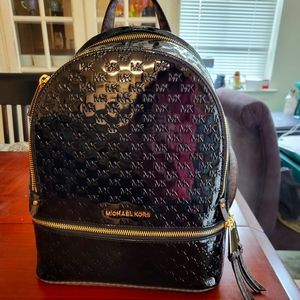 Michael Kors MD black leather backpack